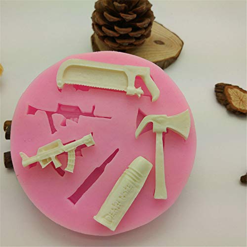 Hongma Moldes de Rifle Bala Hacha Sierra de Silicona para Fondant Caramelos Chocolates