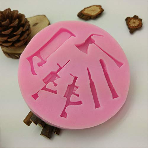 Hongma Moldes de Rifle Bala Hacha Sierra de Silicona para Fondant Caramelos Chocolates