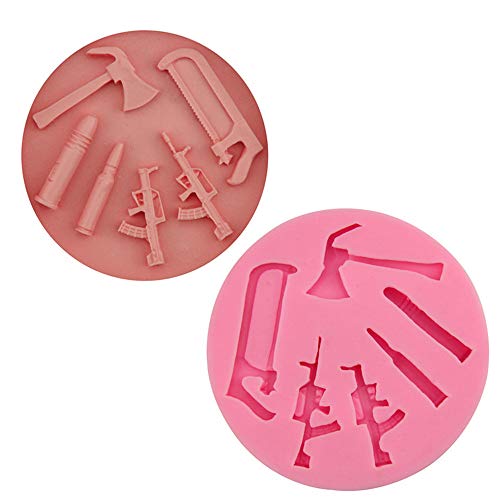 Hongma Moldes de Rifle Bala Hacha Sierra de Silicona para Fondant Caramelos Chocolates