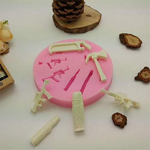 Hongma Moldes de Rifle Bala Hacha Sierra de Silicona para Fondant Caramelos Chocolates