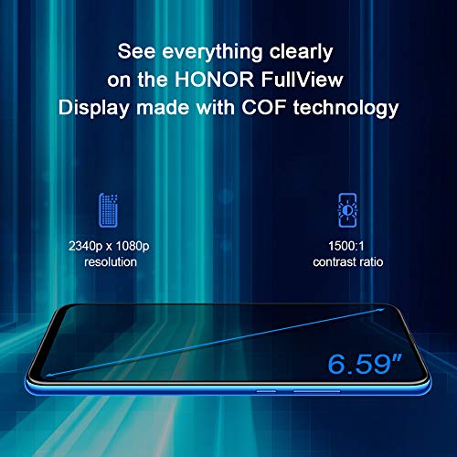Honor 9X Smartphone, Teléfono 4GB RAM + 128GB ROM, 6,59" Pantalla Completa, 48M AI cámara de visión Trasera, 16MP cámara Selfie emergente, Cuerpo de Cristal Mágico 3D (Azul)