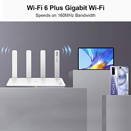 Honor Router 3-Enrutador Inalámbrico Doble Banda, WiFi 6, 4 Antenas, Velocidad de Wi-Fi Hasta 2402 Mbps/5 GHz + 574 Mbps/2.4 GHz, 4x Puertos Gigabit