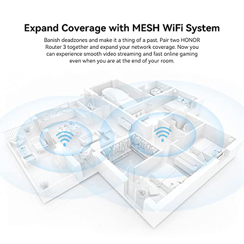 Honor Router 3-Enrutador Inalámbrico Doble Banda, WiFi 6, 4 Antenas, Velocidad de Wi-Fi Hasta 2402 Mbps/5 GHz + 574 Mbps/2.4 GHz, 4x Puertos Gigabit