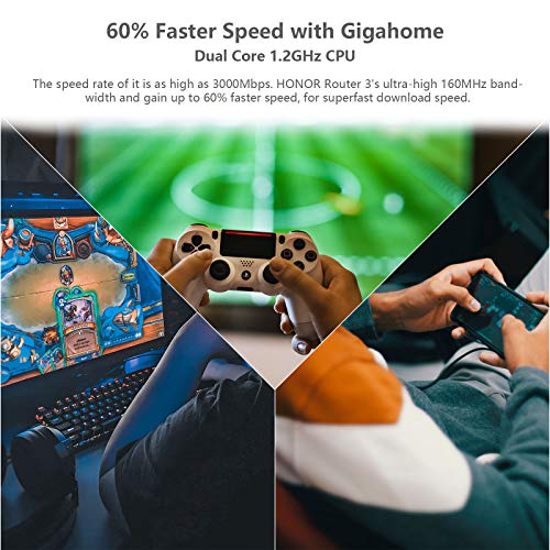 HONOR Router 3 Wi-Fi 6 Enrutador Inalámbrico de Doble Banda, Velocidad de Wi-Fi máximo 3000 Mbps (5GHz + 2.4 GHz) Enrutador Mejorado WiFi, Punto de Acceso 3 LAN ＋ 1 WAN, Blanco