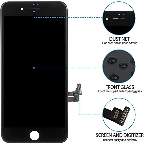 Hoonyer Pantalla para iPhone 8 Pantalla táctil LCD Kit de Pantalla de Repuesto Ensamblaje de Marco Digitalizador Herramienta de reemplazo de conversión Completa(4.7",Negro)