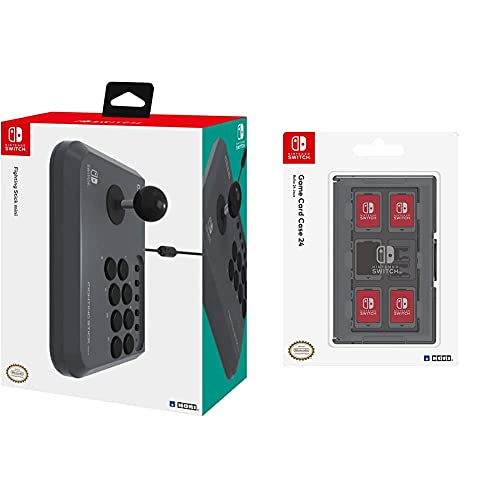 Hori Fighting Stick Mini (Nintendo Switch/PC) + Estuche de juegos negro (Nintendo Switch)