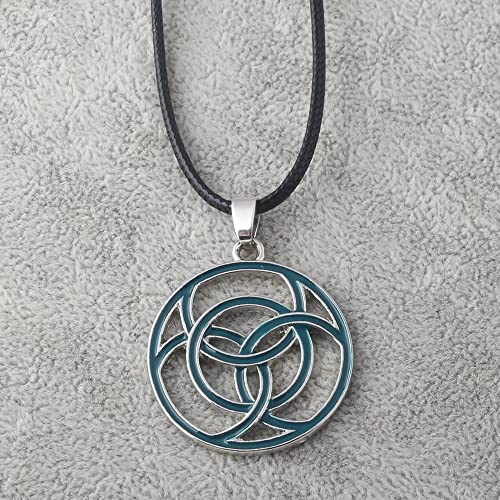 Horizon Zero Dawn Llavero redondo Círculos verdes Logo Colgante Llavero Collar de cuerda de cuero, Collar, Talla única