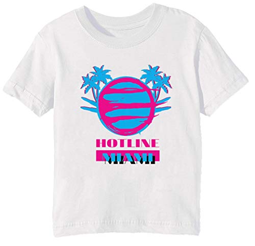 Hotline Miami Vice Niños Unisexo Niño Niña Camiseta Cuello Redondo Blanco Manga Corta Tamaño L Kids Boys Girls White T-Shirt Large Size L