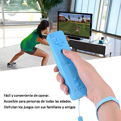 HOTSO Motion Plus Mando a Distancia para Wii/Wii U, Remoto Motion Plus Controlador de Juego para Nintendo Wii y Wii U con Funda de Silicona y Muñequera(Azul Claro)