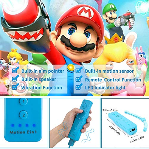 HOTSO Motion Plus Mando a Distancia para Wii/Wii U, Remoto Motion Plus Controlador de Juego para Nintendo Wii y Wii U con Funda de Silicona y Muñequera(Azul Claro)