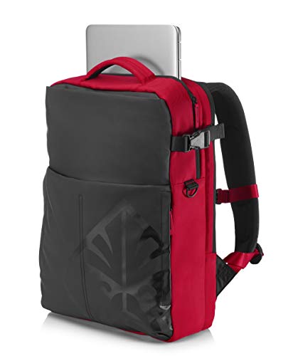 HP OMEN 4YJ80AA - Mochila gaming para portátil hasta 17,3" (Paneles acolchados, tejido de alta resistencia, bolsillos ocultos), color negro y rojo