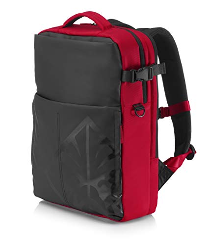 HP OMEN 4YJ80AA - Mochila gaming para portátil hasta 17,3" (Paneles acolchados, tejido de alta resistencia, bolsillos ocultos), color negro y rojo