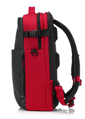 HP OMEN 4YJ80AA - Mochila gaming para portátil hasta 17,3" (Paneles acolchados, tejido de alta resistencia, bolsillos ocultos), color negro y rojo