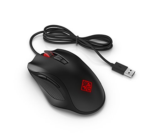 HP Omen 600 - Ratón con cable gaming 12000 ppp, negro y rojo