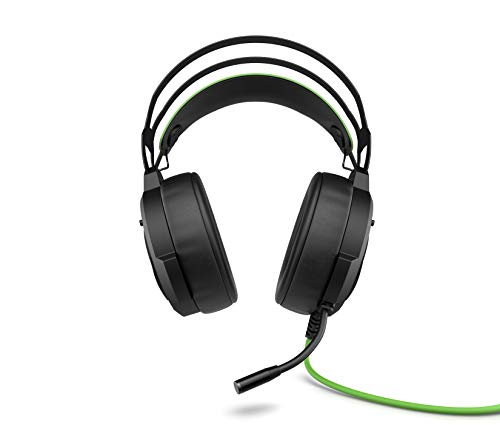 HP Pavilion 600 - Auriculares gaming (sonido 7.1 surround, almohadillas cómodas, iluminación LED verde, micrófono con brazo ajustable) negro y verde