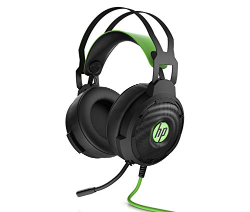 HP Pavilion 600 - Auriculares gaming (sonido 7.1 surround, almohadillas cómodas, iluminación LED verde, micrófono con brazo ajustable) negro y verde