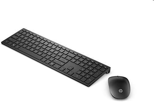 HP Pavilion 800 - Pack con teclado y ratón inalámbricos (delgado, estilizado, teclas optimizadas, indicador luminoso LED) negro