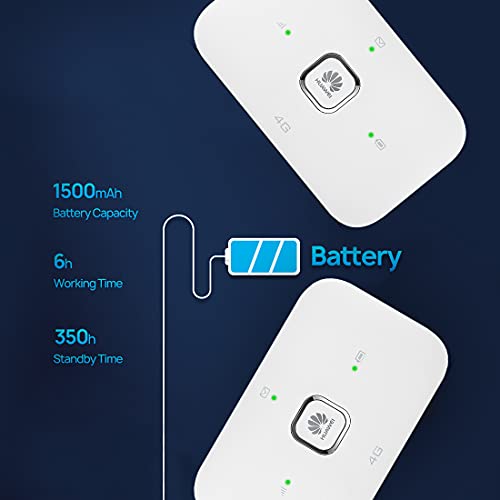 HUAWEI 4G Mobile WiFi - Mobile WiFi 4G LTE (CAT4) Piunto de acceso, Velocidad de descarga de hasta 150Mbps, Batería recargable de 1500mAh, No se requiere configuración, Wi-Fi portátil
