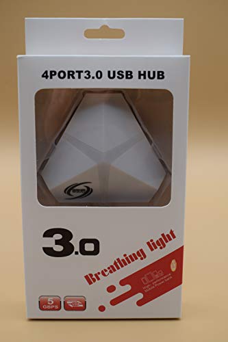 HUB USB 3.0 con Led Azul Gaming. USB múltiple con Varios Puertos para PC, PS4, PS5, Xbox, portátil (Blanco Azul)