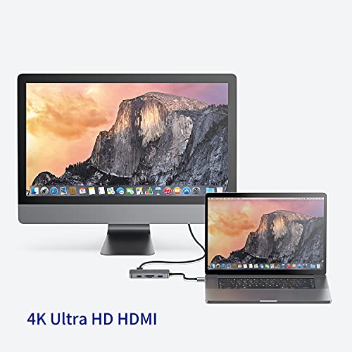 Hub USB C 8 en 1 Premium Adaptador Macbook Pro con carga PD 100W HDMI 4K Ethernet 1Gbps Adaptador USB C Lector de Tarjetas SD/TF 3.0 2x USB 3.1 para iPad Pro MacBook Air Laptop/Tablet USB C