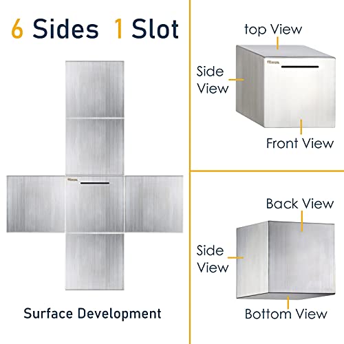 Hucha para adultos de acero inoxidable seguro dinero bancos para adultos ahorros caja de dinero real (7.9 pulgadas)