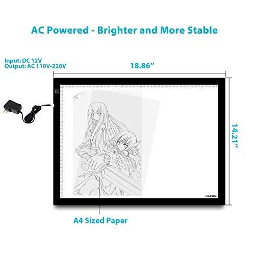Huion A3 – Tablero de trazado digital para artes gráficas con luz LED de 23.5 pulgadas. Color negro y blanco