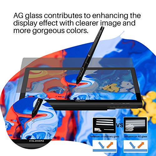 Huion Kamvas 20 2019 Tableta Gráfica con Pantalla, Versión Mejorada de Huion Kamvas GT-191 V2, Monitor de 19.5 Pulgadas, Vidrio Antideslumbrante, 120% sRGB, Función de Inclinación, Soporte Ajustable