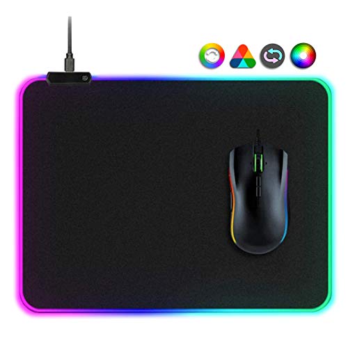 Huracan Alfombrilla Gaming XXL, Alfombrilla de Ratón RGB con 14 Modos de Iluminación, Antideslizante Impermeable Alfombrilla Ratón Gaming, Alfombrillas Gaming para Gamers y PC (350 x 250 mm)