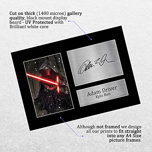 HWC Trading Adam Driver A4 Sin Marco Regalo De Visualización De Fotos De Impresión De Imagen Impresa Autógrafo Firmado por Star Wars Kylo REN Los Aficionados Al Cine