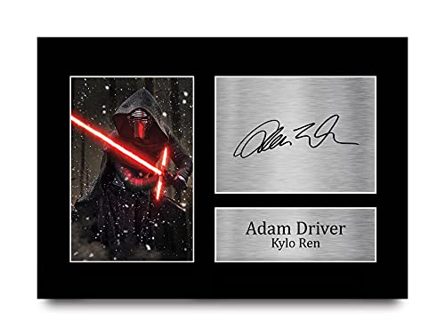 HWC Trading Adam Driver A4 Sin Marco Regalo De Visualización De Fotos De Impresión De Imagen Impresa Autógrafo Firmado por Star Wars Kylo REN Los Aficionados Al Cine