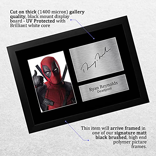 HWC Trading Ryan Reynolds A4 Enmarcado Regalo De Visualización De Fotos De Impresión De Imagen Impresa Autógrafo Firmado por Deadpool Los Aficionados Al Cine