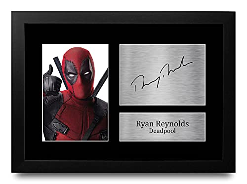HWC Trading Ryan Reynolds A4 Enmarcado Regalo De Visualización De Fotos De Impresión De Imagen Impresa Autógrafo Firmado por Deadpool Los Aficionados Al Cine