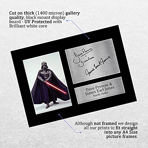 HWC Trading Star Wars Darth Vader A4 Sin Marco Regalo De Visualización De Fotos De Impresión De Imagen Impresa Autógrafo Firmado por Dave Prowse & James Earl Jones Los Aficionados Al Cine