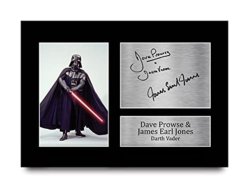 HWC Trading Star Wars Darth Vader A4 Sin Marco Regalo De Visualización De Fotos De Impresión De Imagen Impresa Autógrafo Firmado por Dave Prowse & James Earl Jones Los Aficionados Al Cine
