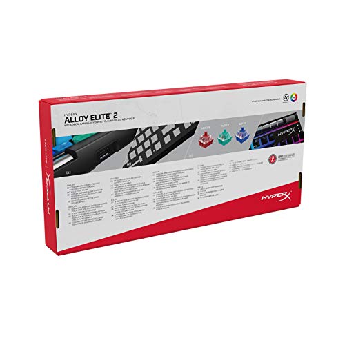HyperX Alloy Elite 2 - Teclado mecánico para Juegos, luz controlada por Software y personalización Macro, Teclas de pudín ABS, Controles de Medios, retroiluminación LED RGB, Interruptor Lineal