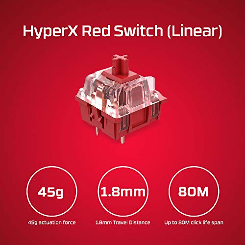 HyperX Alloy Origins 60 - Teclado mecánico para juegos, Formato ultracompacto al 60%, Tecla HyperX Red (lineal), Cubiertas de PBT de doble capa de las teclas, Retroiluminación LED RGB, NGENUITY