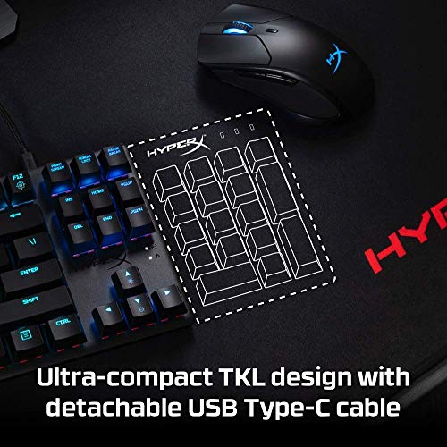 HyperX Alloy Origins Core - teclado mecánico para videojuegos sin zona numérica - Factor de forma compacto - HyperX Blue - retroiluminación LED RGB
