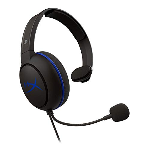 HyperX Cloud Chat Headset – Licencia oficial de PlayStation para PS4, PS4 Pro, PS5, Chat de voz clara, Controlador de 40mm, Micrófono con cancelación de ruido, Controles de audio en línea, Reversibles