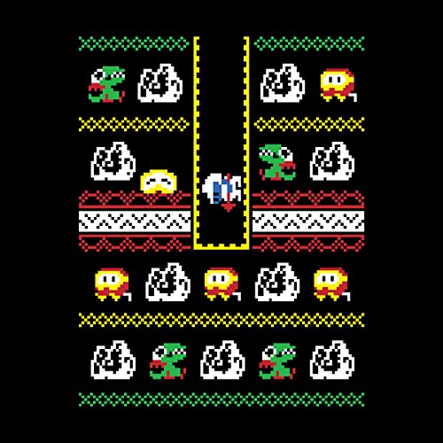 I Dig Christmas Dig Dug Knit Pattern Men's Hooded Sweatshirt