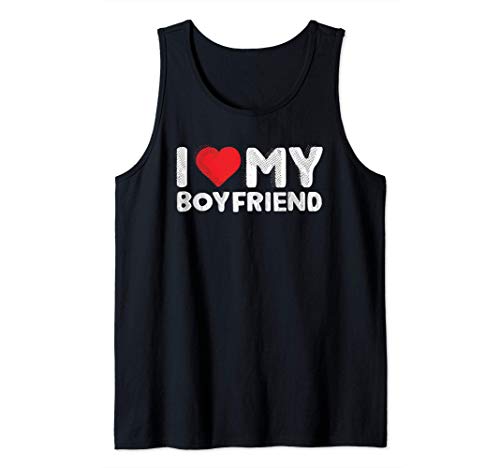 I Love My Boyfriend Cute I Heart My Boy Friend BF Funny Camiseta sin Mangas