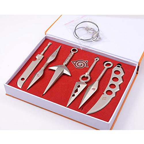 I3C Anime Cosplay Ninja Prop, Colgante Llavero Metal de Shinobi Konoha, Accesorios Unisex para Hombres Mujeres y Fan de (Plateado)