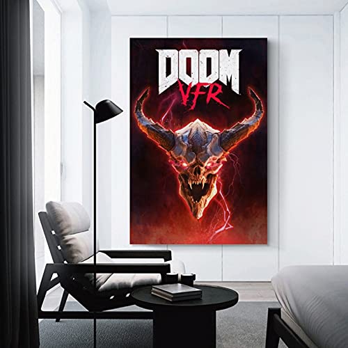IANHAO Póster de anime DOOM VFR con el logotipo de DOOM en lienzo y arte de pared, impresión moderna para dormitorio familiar, 20 x 30 cm