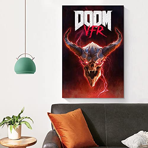 IANHAO Póster de anime DOOM VFR con el logotipo de DOOM en lienzo y arte de pared, impresión moderna para dormitorio familiar, 20 x 30 cm
