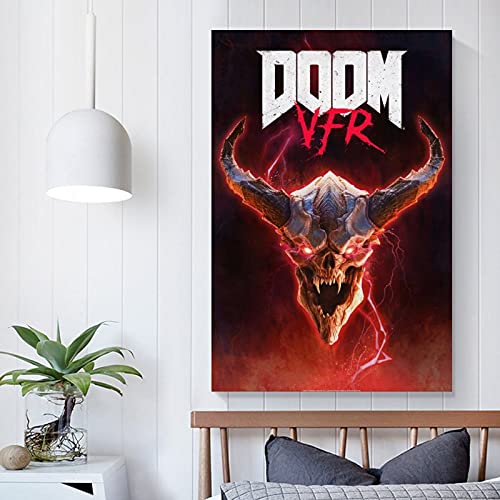 IANHAO Póster de anime DOOM VFR con el logotipo de DOOM en lienzo y arte de pared, impresión moderna para dormitorio familiar, 20 x 30 cm