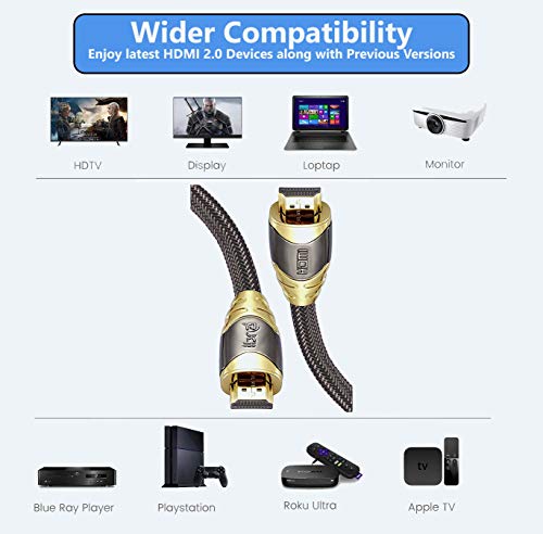 IBRA 5M Luxury Cable de HDMI de Ultra Alta Velocidad Cable de 18Gb/s HDMI 2.0b Soporte 4K@60Hz Fire TV, Ethernet, Retorno de Audio,Video UHD 2160p,HD 1080p,3D, Xbox Playstation PS3 PS4 PC