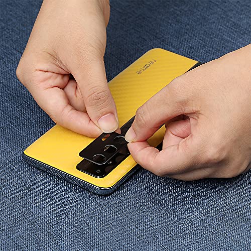 Ibywind Cristal Templado para Realme GT 5G, [2 Piezas],con Metálico Protector de Lente de Cámara,Atrás Pegatina Protectora Fibra de Carbono, Kit de instalación fácil