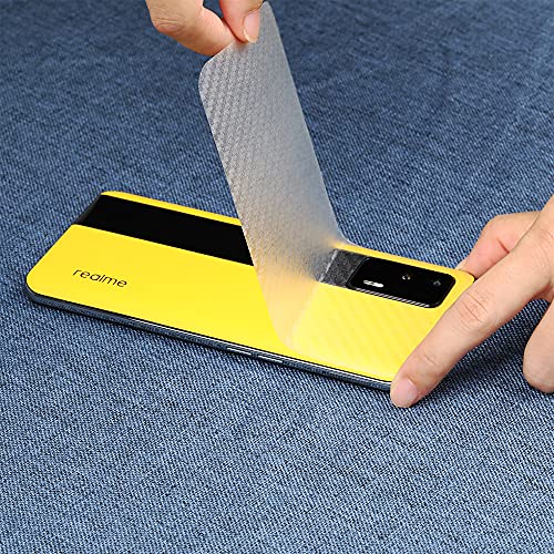Ibywind Cristal Templado para Realme GT 5G, [2 Piezas],con Metálico Protector de Lente de Cámara,Atrás Pegatina Protectora Fibra de Carbono, Kit de instalación fácil