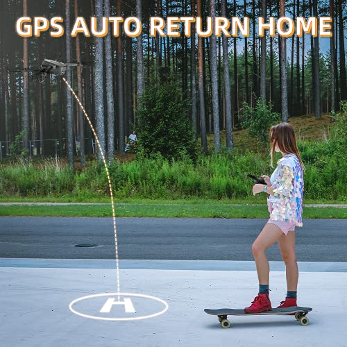 IDEA18+ Mini Drones con Camara 4k HD 5GHz WiFi GPS para Niños , Posicionamiento de Flujo óptico, Control de Gestos, Principiantes Pequeño Drone Quadcopter para Interiores Exteriores (2 Baterías )