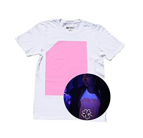 Illuminated Apparel Camiseta con diseño Interactivo con luz Que Brilla en la Oscuridad (Blanco/Rosa, 9-11 Años)