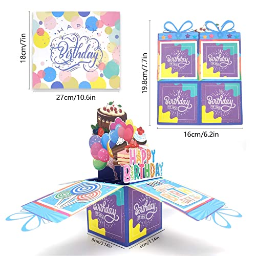 iLovepaper Tarjeta de Cumpleaños 3D, Tarjeta de Felicitación hecha a mano, tarjeta de regalo de cumpleaños con sobre para ella / él, azul